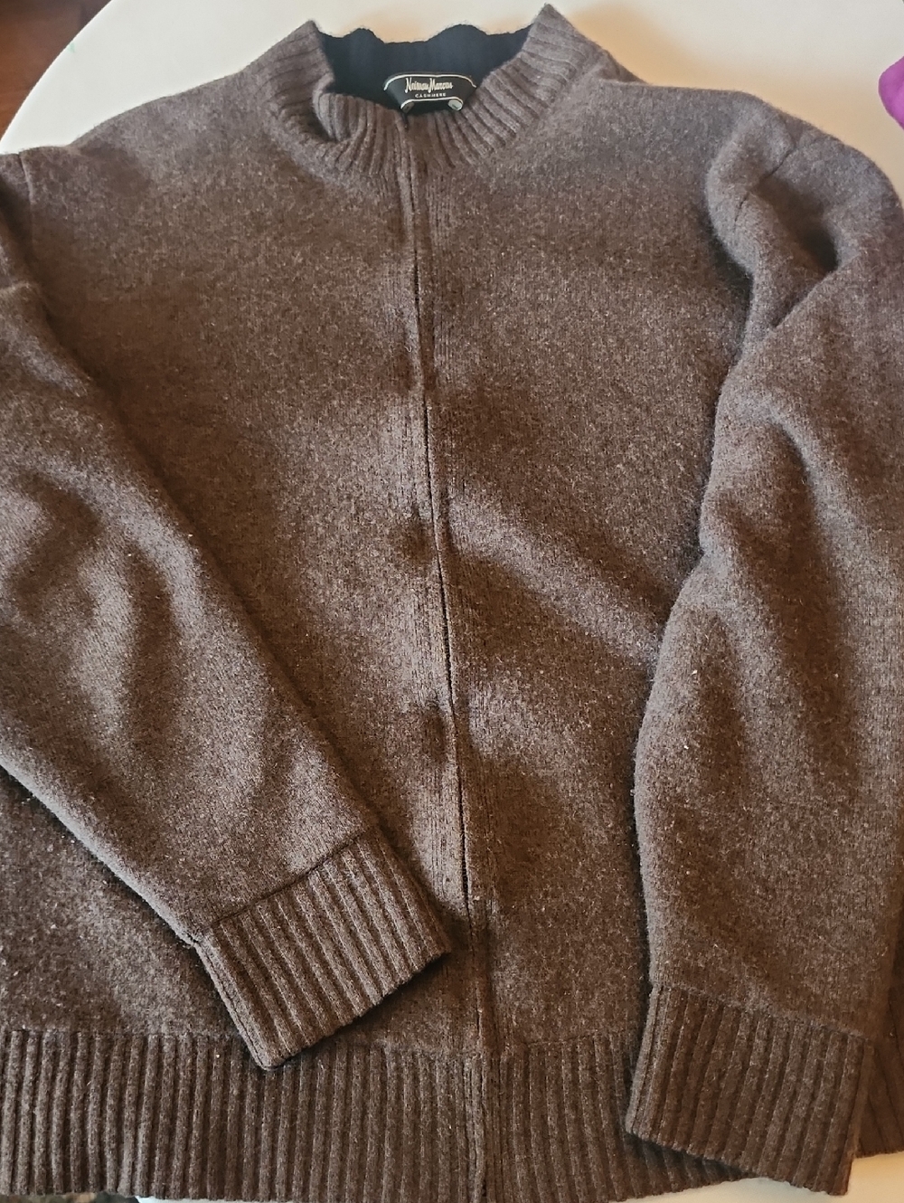 Neiman Marcus Men's Brown Full-Zip Cashmerel Sweater